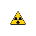 Vector toxic sign, symbol. Warning radioactive zone in triangle icon isolated on white background. Radioactivity