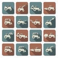 Vector Tractor Flat Icons