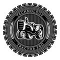 Vector tractor logo illustration. Emblem design
