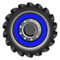 Vector tractor tire. Wheel of farmer cartoon tractor isolated on white background Royalty Free Stock Photo