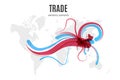 Vector trade infographic template. Color import and export map for your illustration or presentation