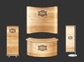 Vector trade show booth exhibition stand with wood texture