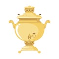 Vector Traditional Russian gold samovar icon in flat style isolated on white background Royalty Free Stock Photo