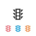Vector traffic light Icon set on white isolated Royalty Free Stock Photo