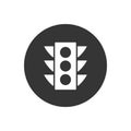 Vector traffic light Icon white on gray in flat style Royalty Free Stock Photo