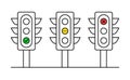 Vector traffic light icons. Set line icon. Editable stroke. Red yellow green sign. Permissive deny waiting signal. Simple traffic Royalty Free Stock Photo