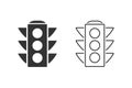 Vector traffic light line icon set on white Royalty Free Stock Photo