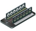 Vector train bridge, isometric perspective in mobile phone. Royalty Free Stock Photo