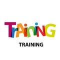 Vector training.Broken colorful text and word