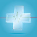 Vector: Transparency first aid icon with heart pulse graph on bl