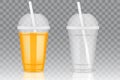 Vector transparent disposable plastic cup mockups