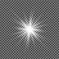 Vector transparent effect of a shining star, sun, spotlight or lamp.