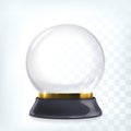 Vector transparent empty snow globe. Christmas crystal ball. Royalty Free Stock Photo