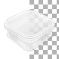 Vector transparent low rectangular empty plastic bucket. Top view from the corner