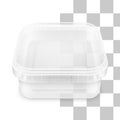 Vector transparent low rectangular empty plastic bucket. Top view