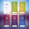Vector transparent pricing tables Royalty Free Stock Photo