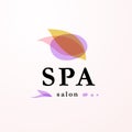 Vector transparent spa salon emblem isolated on white background. Beauty and yoga symbols in light colors. Perfect for massage sal