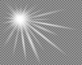 Vector transparent sun flash with rays and spotligh. Royalty Free Stock Photo