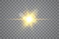 Vector transparent sunlight special lens flare light effect. Isolated sun flash rays and spotlight. White front Royalty Free Stock Photo