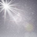 Vector transparent sunlight special lens flare light effect. Sun flash with rays , snow and spotlight Royalty Free Stock Photo