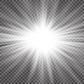 Vector transparent sunlight special lens flare light effect. Sun flash with rays and spotlight