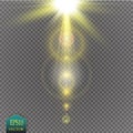 Vector transparent sunlight special lens flare light effect. Sun flash with rays and spotlight Royalty Free Stock Photo