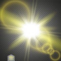 Vector transparent sunlight special lens flare light effect. Sun flash with rays and spotlight Royalty Free Stock Photo