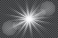 Vector transparent sunlight special lens flare light effect. Sun flash with rays and spotlight Royalty Free Stock Photo