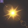 Vector transparent sunlight special lens flare light effect. Sun flash with rays and spotlight Royalty Free Stock Photo