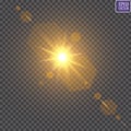 Vector transparent sunlight special lens flare light effect. Sun flash with rays and spotlight Royalty Free Stock Photo