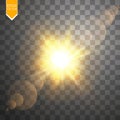 Vector transparent sunlight special lens flare light effect. Sun flash with rays and spotlight Royalty Free Stock Photo