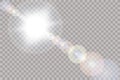 Vector transparent sunlight special lens flare light effect. Sun isolated on transparent background Royalty Free Stock Photo