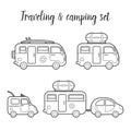 Vector transport caravan isolated icon set