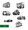 Vector Transport Set of Buses and Passenger Cars.