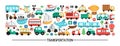 Vector transportation horizontal set with different kinds of transport. Road trip card template or frame design for banners,