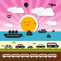 Vector Transportation Icons Royalty Free Stock Photo