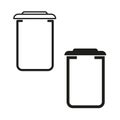 vector trash bins icons. Waste container illustrations in black and white. EPS