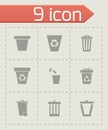 Vector trash can icon set Royalty Free Stock Photo
