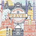 Vector travel all around the world poster Royalty Free Stock Photo