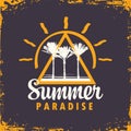 Travel banner with palm trees summer paradise Royalty Free Stock Photo