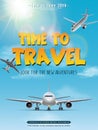 Vector travel banner. Time to travel poster vertical