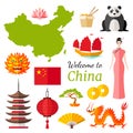 Vector travel banner. Welcome to China. Royalty Free Stock Photo