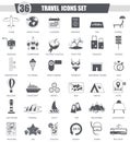 Vector Travel black icon set. Dark grey classic icon design for web. Royalty Free Stock Photo