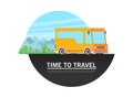 Vector travel bus in flat style Royalty Free Stock Photo