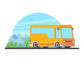 Vector travel bus in flat style Royalty Free Stock Photo