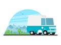 Vector travel bus in flat style Royalty Free Stock Photo