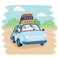 Vector Travel Car - Back view - Visible interior Version Royalty Free Stock Photo