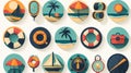 Vector travel icons in flat style vibrant and detailed illustrations of various travel symbols Royalty Free Stock Photo