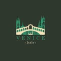 Rialto bridge logo. Venice architectural landmark