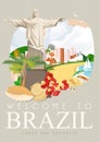 Vector travel poster of Brazil. Welcome to Brazil